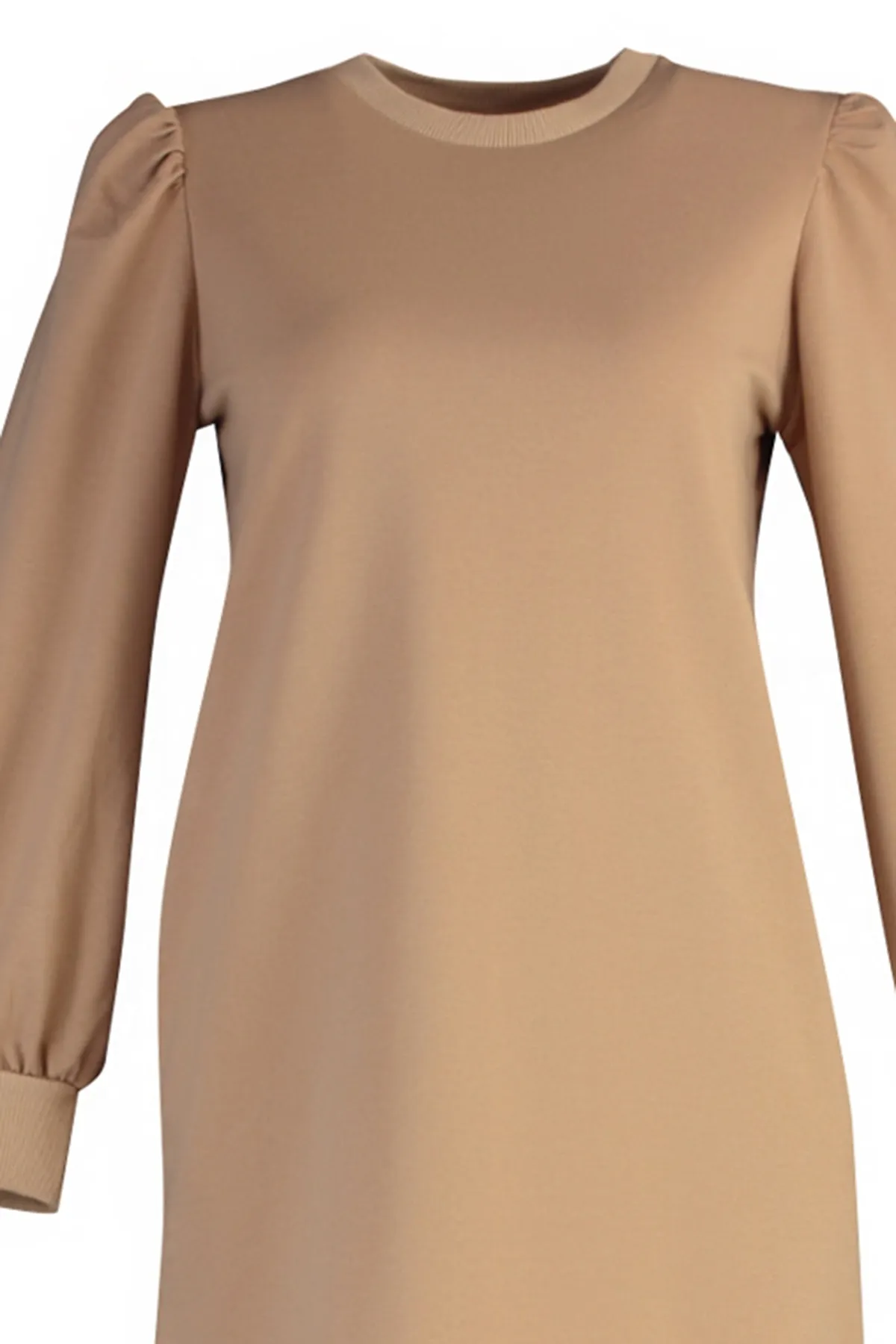 Trendyol Modest  Kamelfarbenes Tunika-Hosen-Strickset mit Schulterdetail TCTAW23US00183