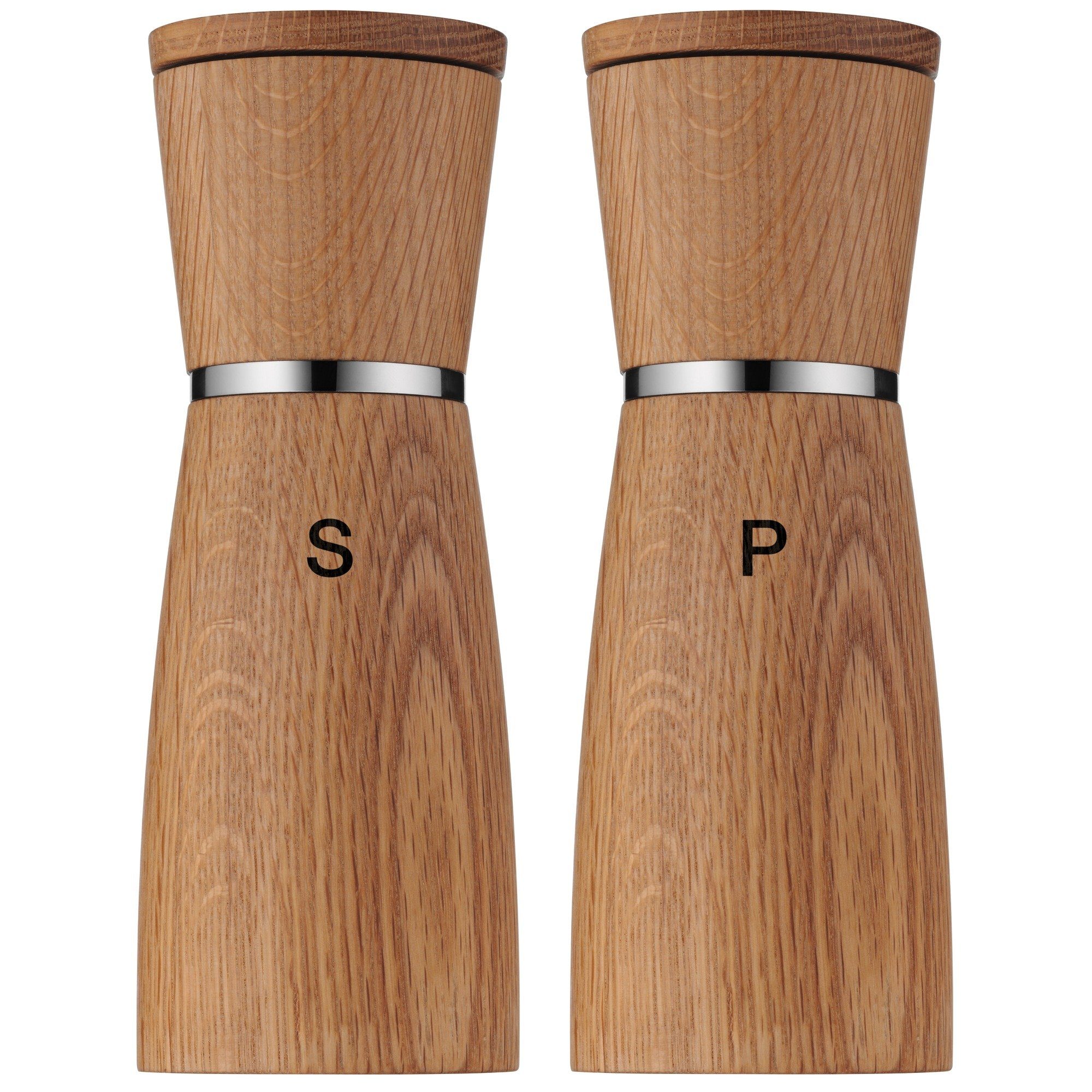 WMF Gewürzmühle Ceramill Nature, (2 Stück), Holz Keramikmahlwerk, Mühle für Salz, Pfeffer