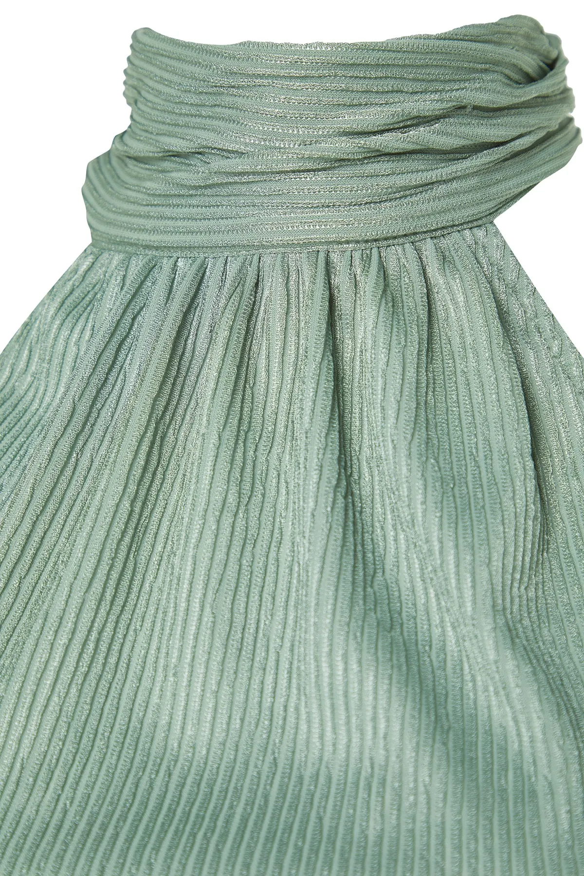 Trendyol Collection  Mintfarbene, hochgeschlossene, plissierte Strickbluse mit normaler Passform TWOSS23BZ00952