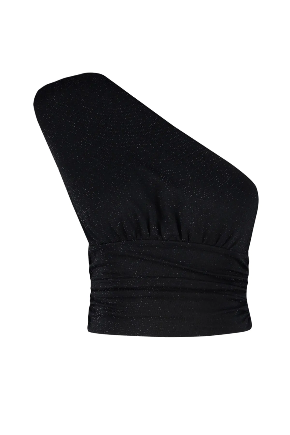 Trendyol Collection  Schwarzes, bauchfreies, gefüttertes, glänzendes Strick-Bustier TPRSS23BS00011