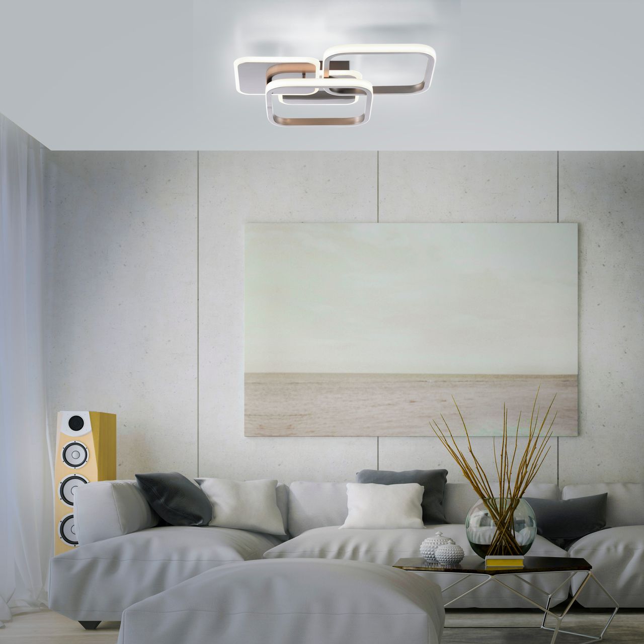 JUST LIGHT LED Deckenleuchte SEVENT, eckig, 1xLED-Board/36W, Stahl