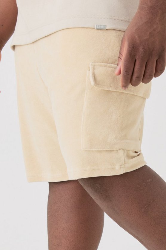 Plus Velour Cargo-Shorts mit elastischem Bund