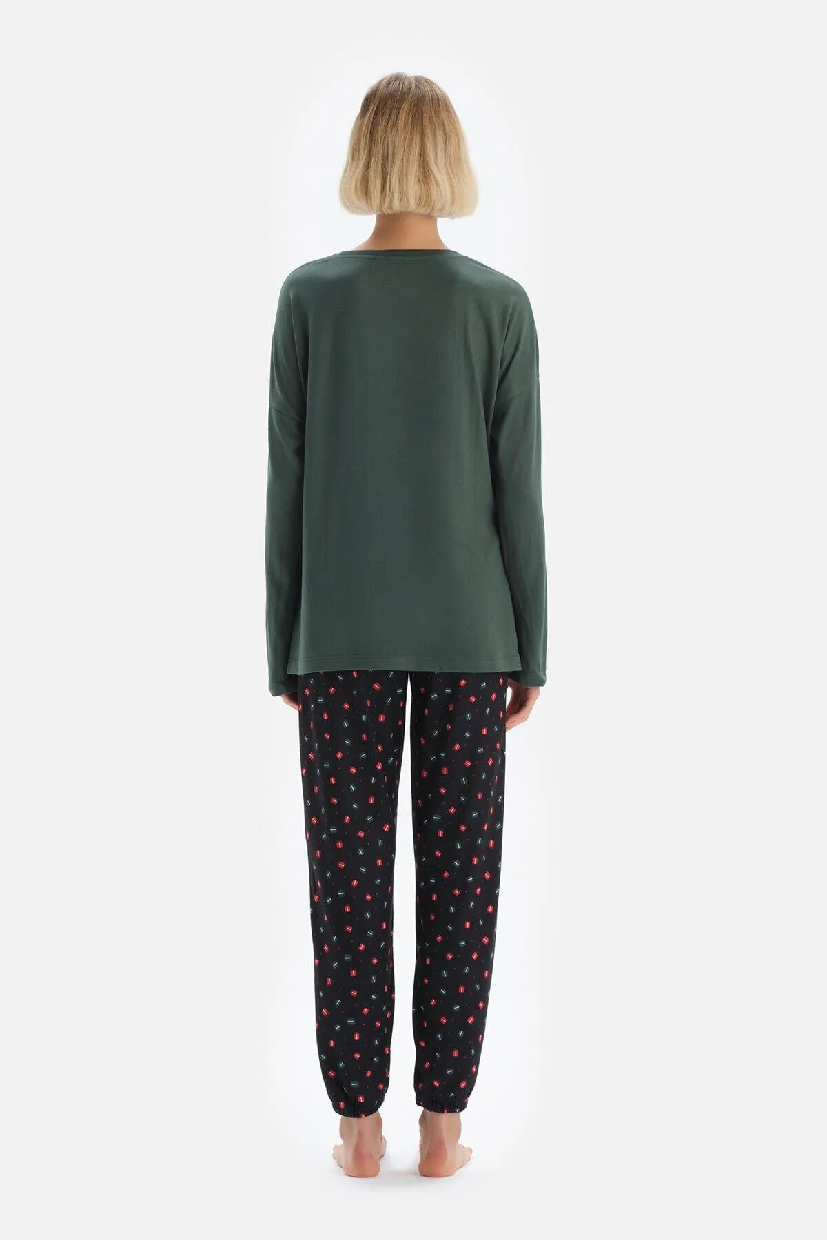 Dagi  Schwarze Pyjamahose mit Geschenkpapier-Aufdruck