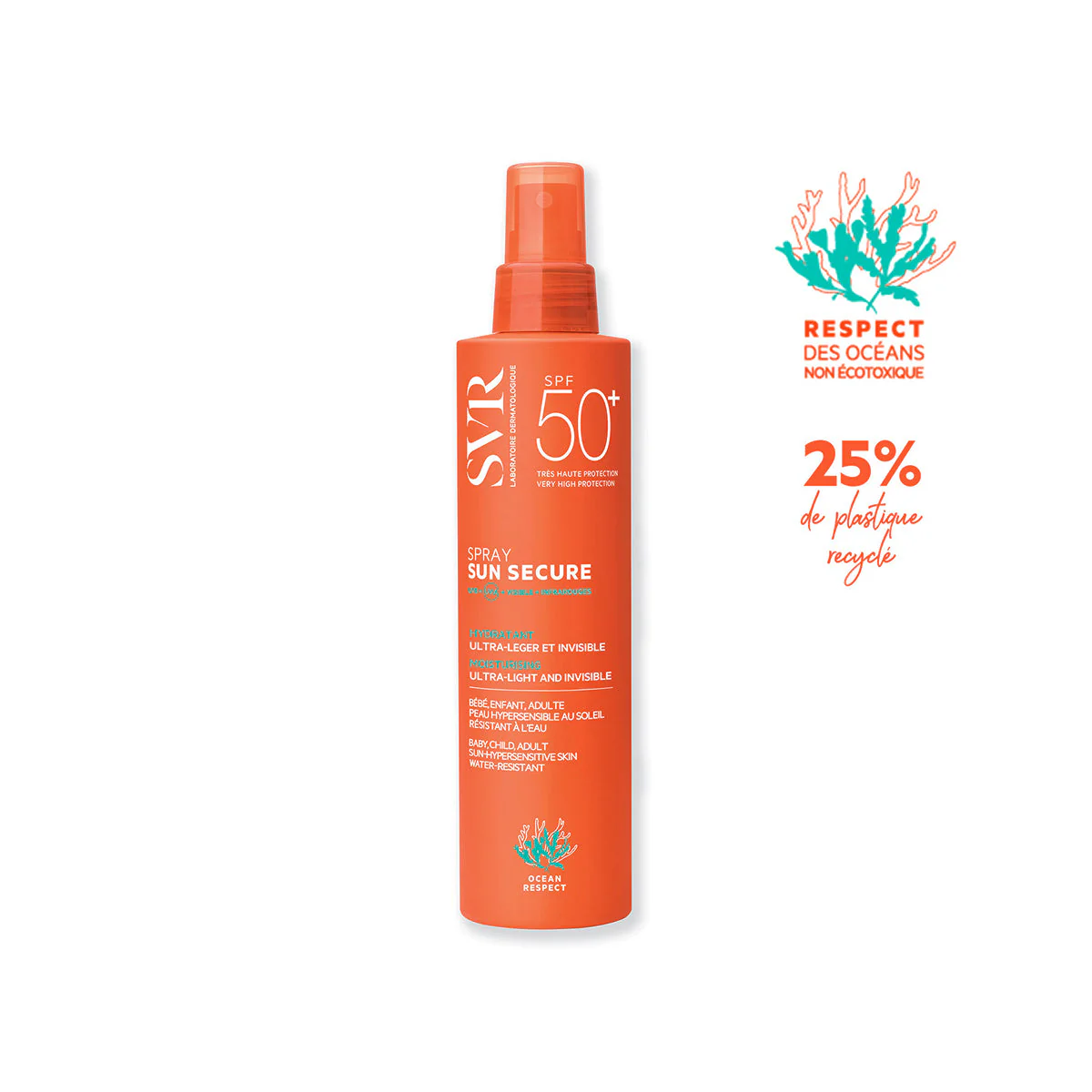 Spray solar Sun Secure SPF50+ - Leche solar corporal de alta protección.