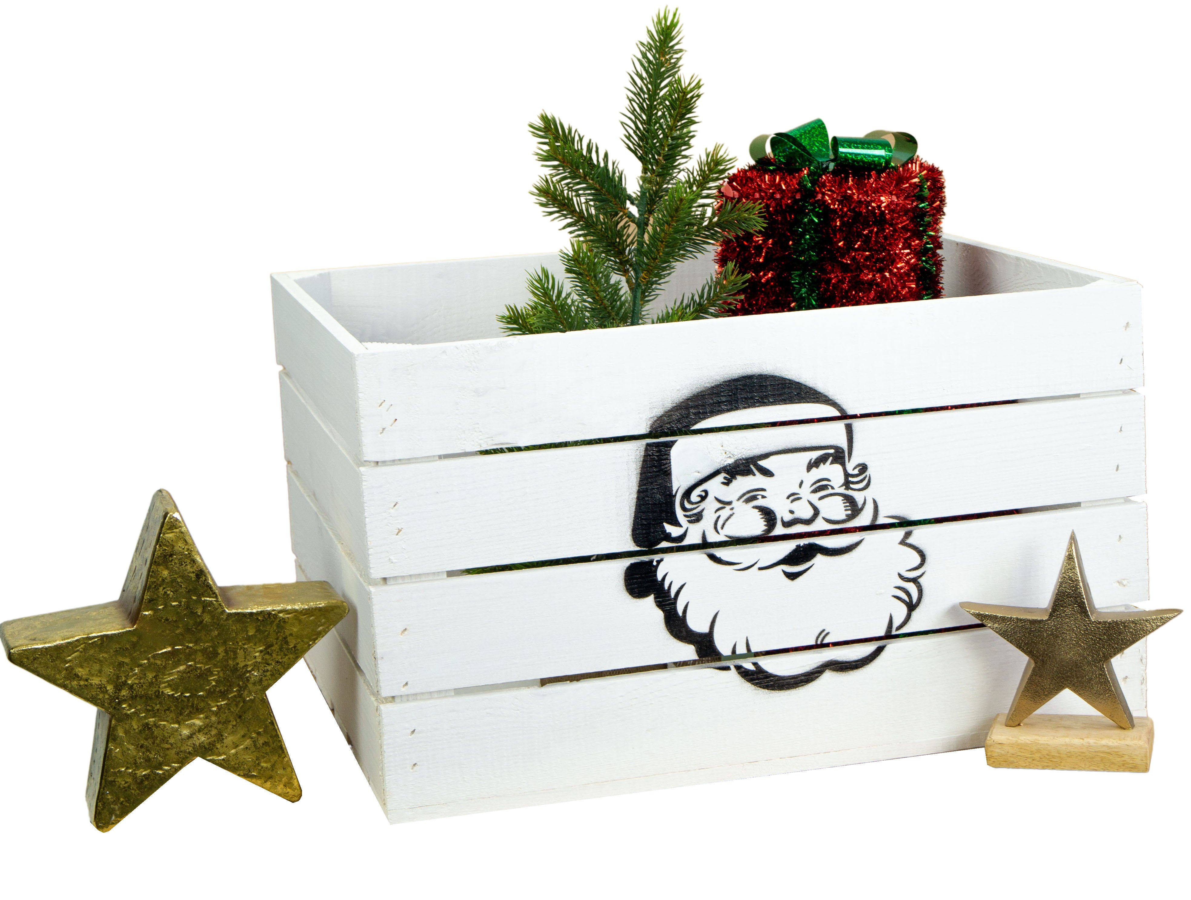 Kistenkolli Altes Land Allzweckkiste Obstkiste weiss mit Weihnachtsmann Weinkiste Geschenkekiste Weihnacht
