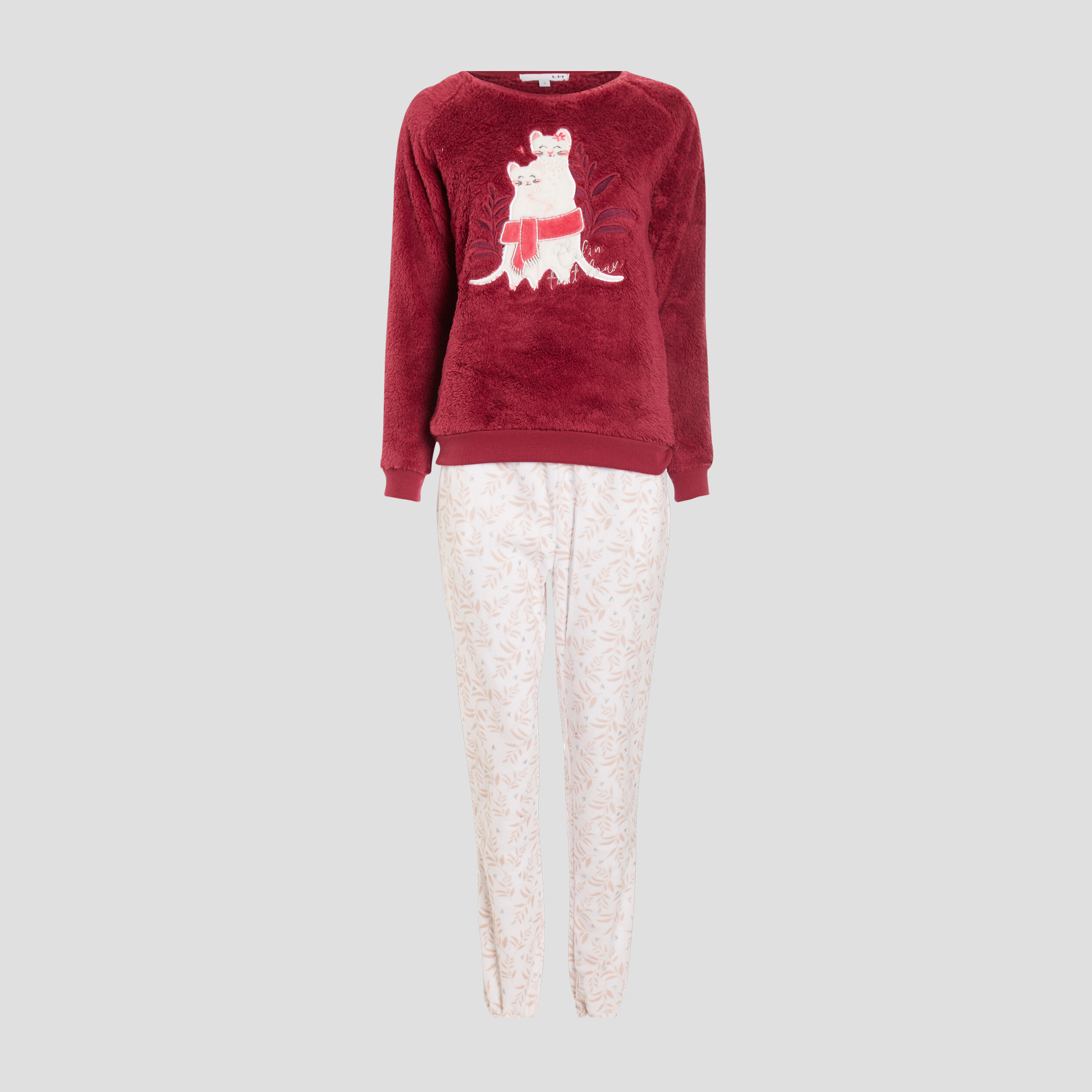 Ensemble pyjama 2 pièces rose framboise femme | La Halle