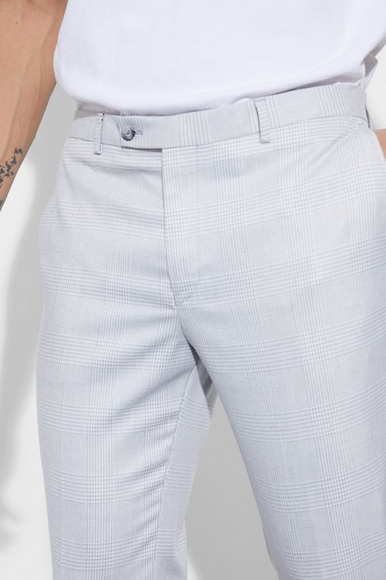 Graue karierte Super Skinny Hose