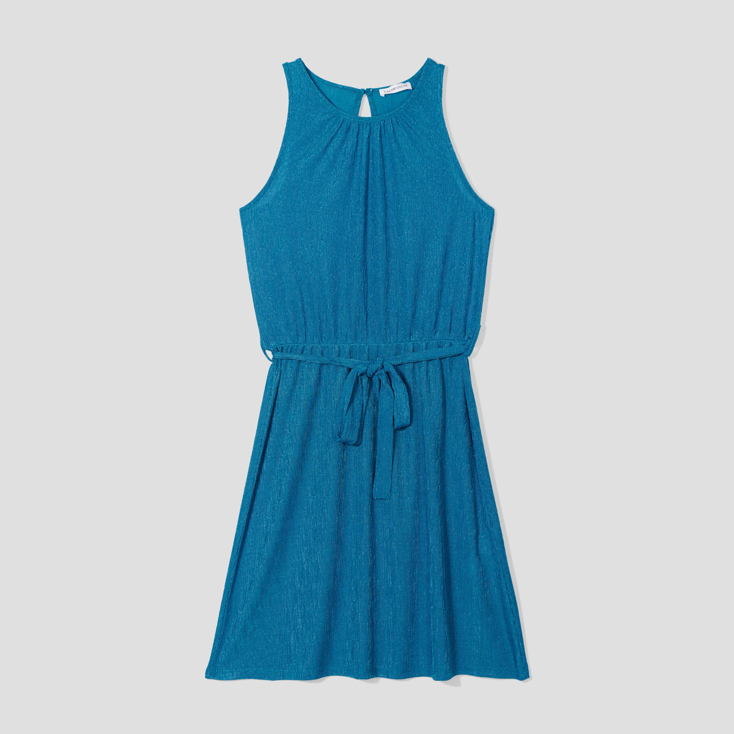Robe évasée ceinturée bleu femme | Cache Cache