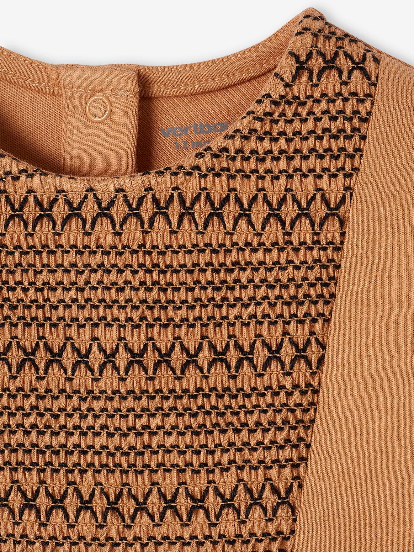 Vertbaudet Baby Shirt mit Smokarbeit - camel