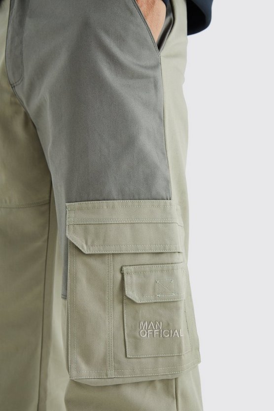 Tall lockere Colorblock Cargo-Hose mit Logo