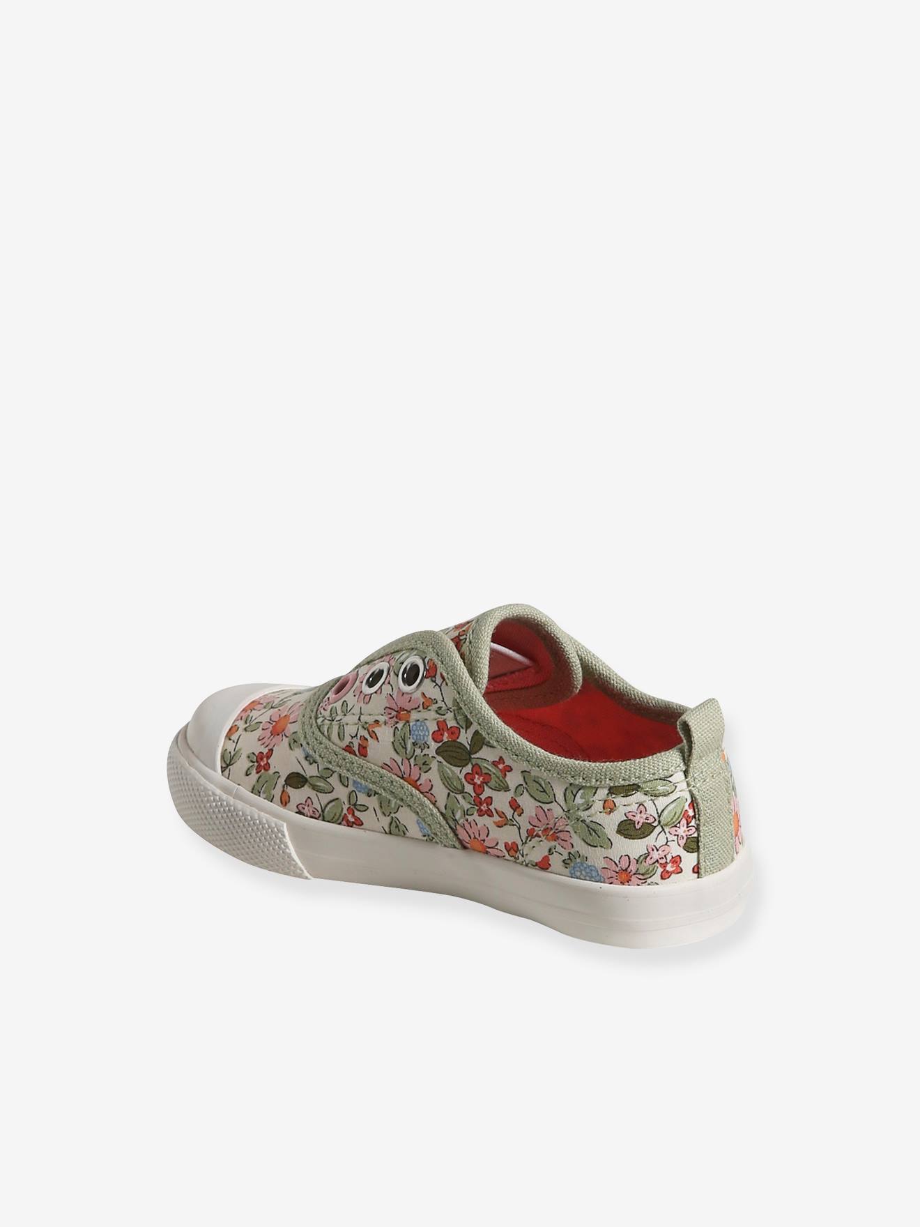 Vertbaudet Baby Stoff-Sneakers mit Gummizug - weiß bedruckt