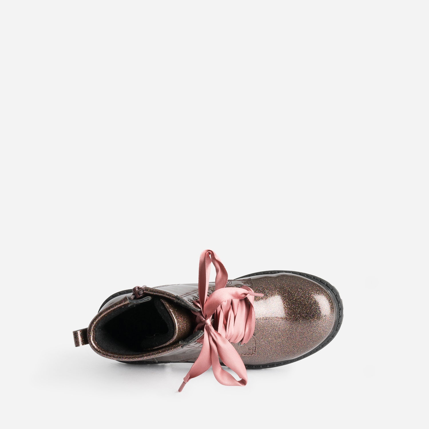 Boots BUGGY rose pailleté à lacet-ruban