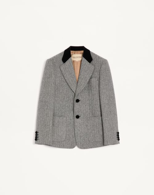 Jaqueta Valentino de lã com estampa chevron e abotoamento simples
