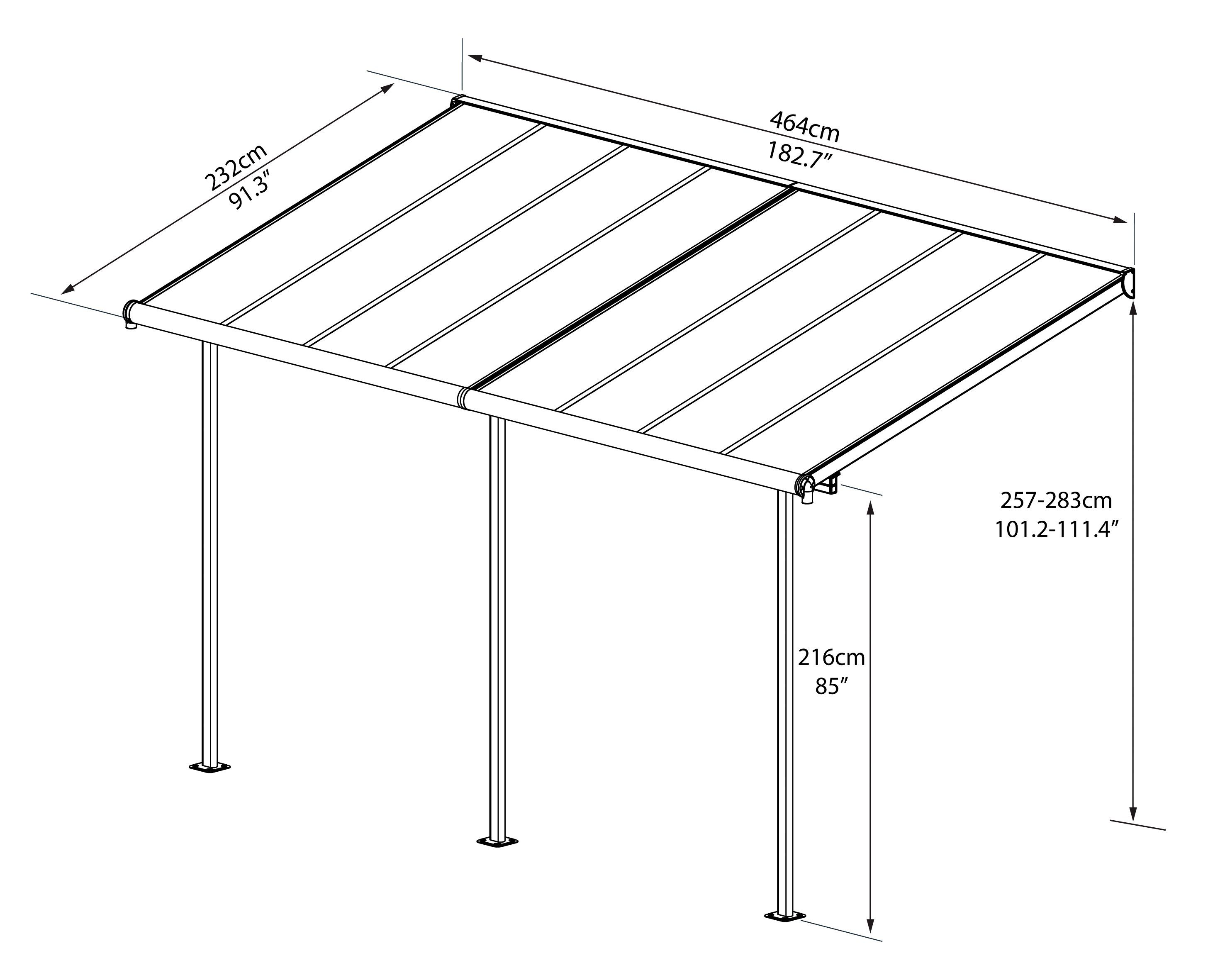 Palram - Canopia Terrassendach, BxT: 447x230 cm, Bedachung Dachplatten