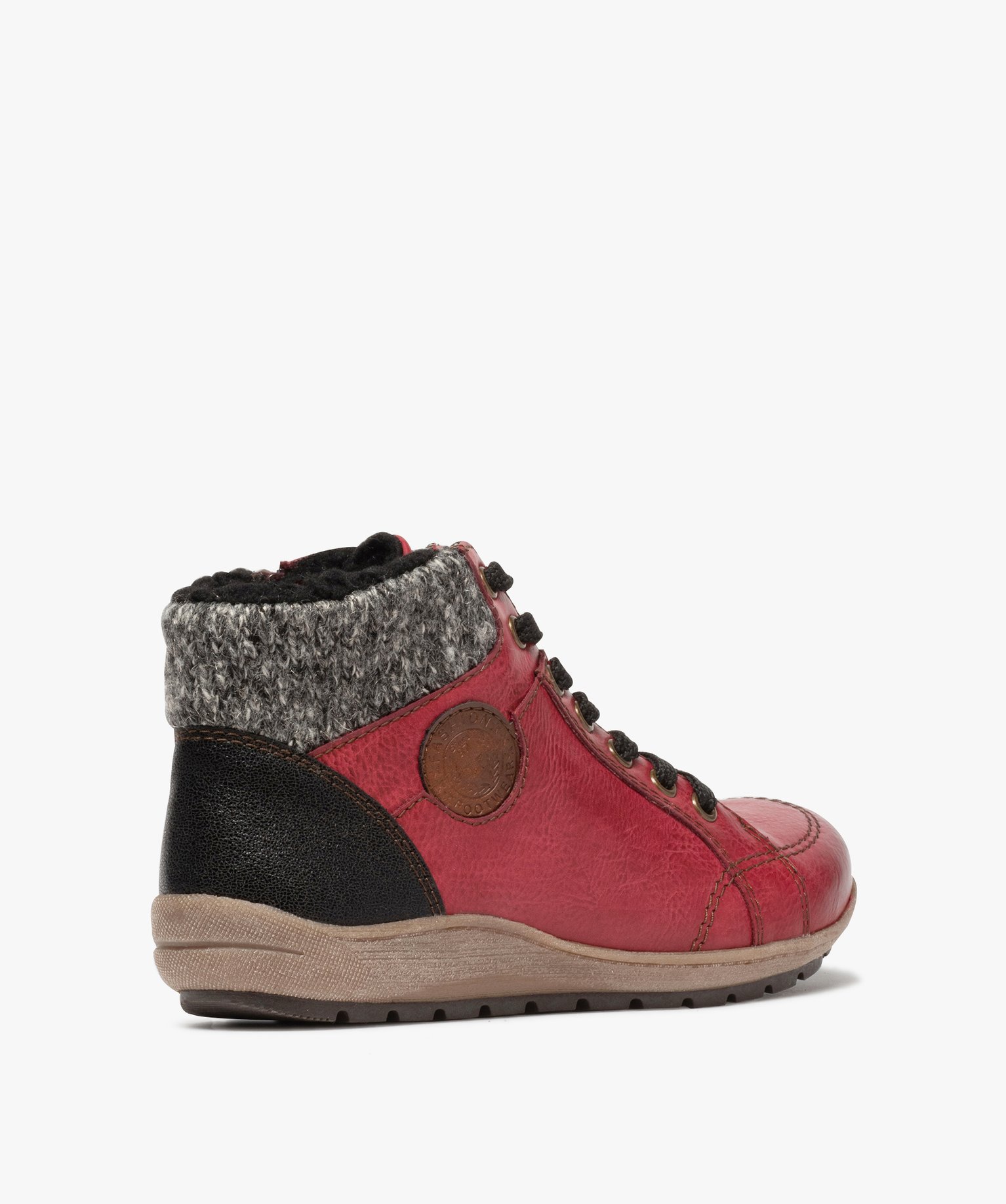 Boots femme confort avec col en maille – Softrelax rouge fonce | GEMO