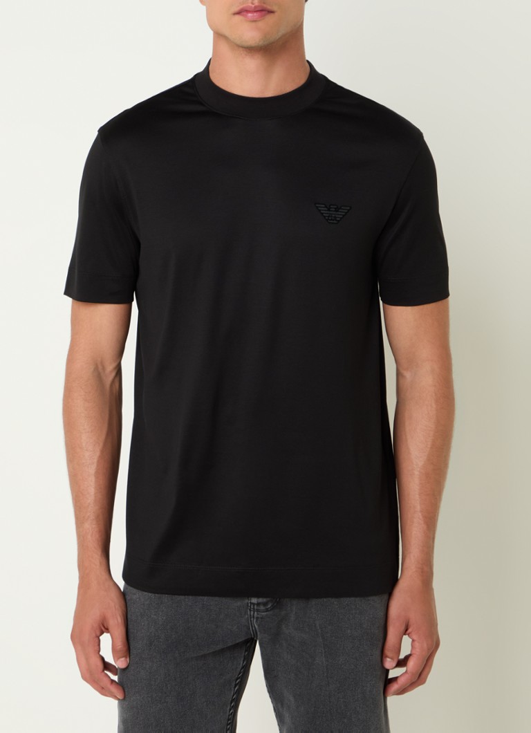 Tricou Emporio Armani din amestec de lyocell cu logo