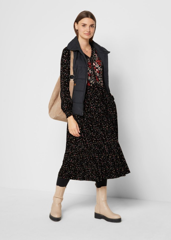 Jerseykleid aus Viskose mit Bindeband, mittellang