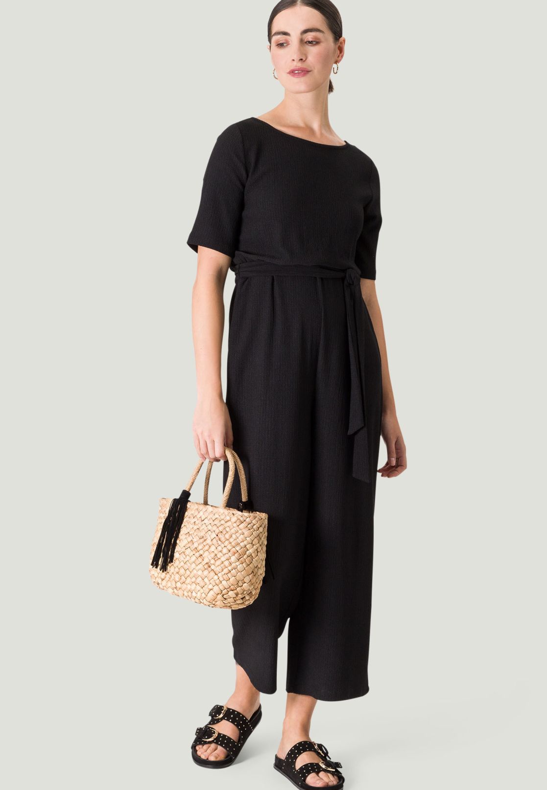 Jumpsuit Musselin mit Bindegürtel