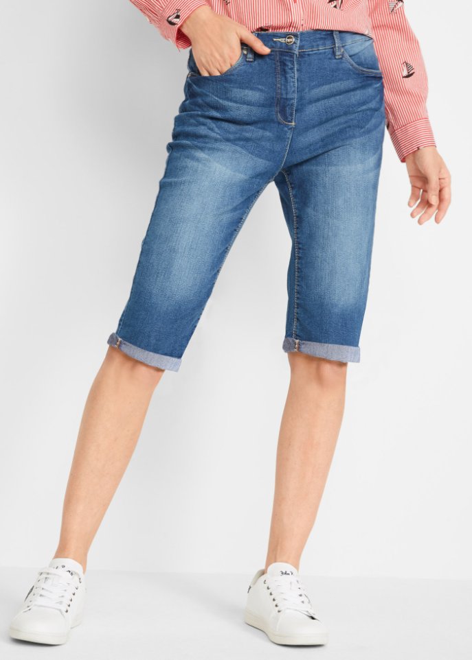 Stretch-Jeans-Bermuda mit Bequembund