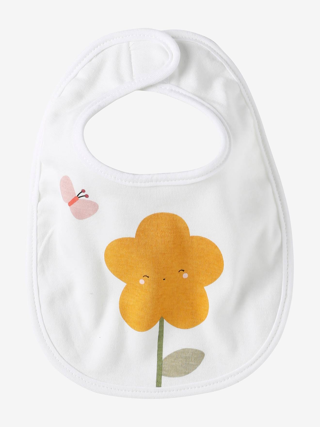 Lot de 7 bavoirs naissance en coton bio* vertbaudet rose pâle