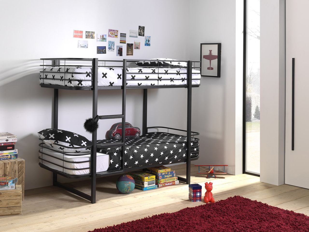 VIPACK Etagenbett Metall Oscar Schwarz