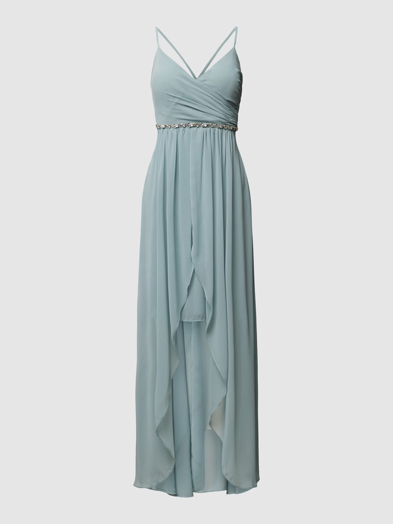 Cocktailkleid mit Ziersteinbesatz in schilf