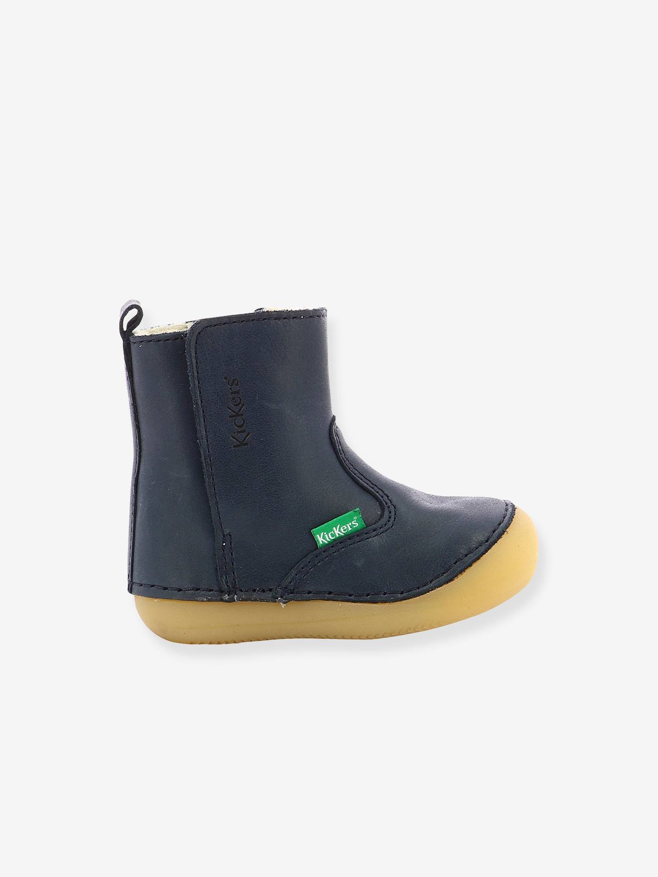 Boots fourrées cuir bébé garçon Socool Cho KICKERS® 1ers pas camel