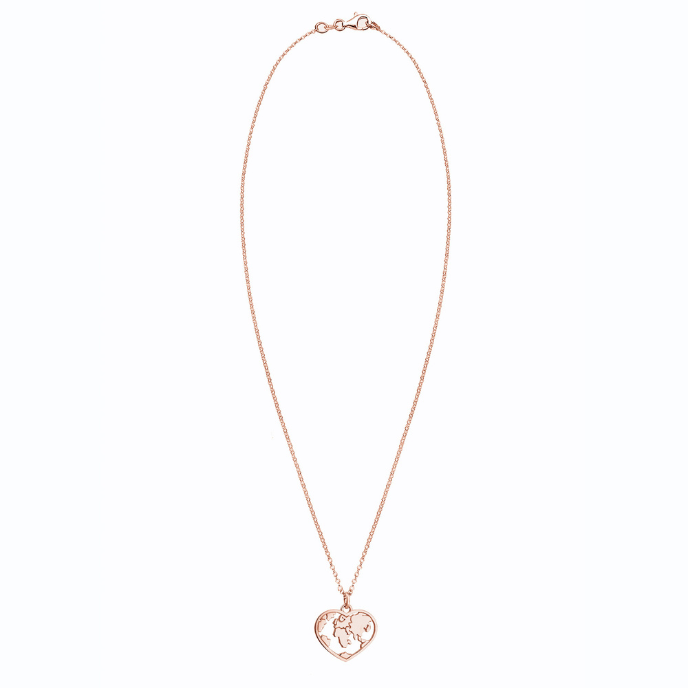 Elli Elli Collier Femme Pendentif Coeur Globe Terrestre Pois Tendance en Argent Sterli collier