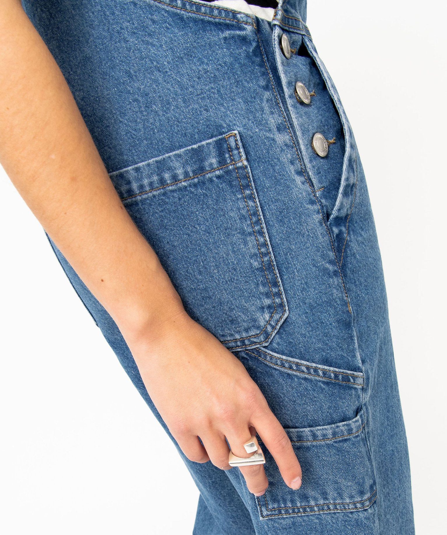 Salopette en jean coupe mom femme stone | GEMO