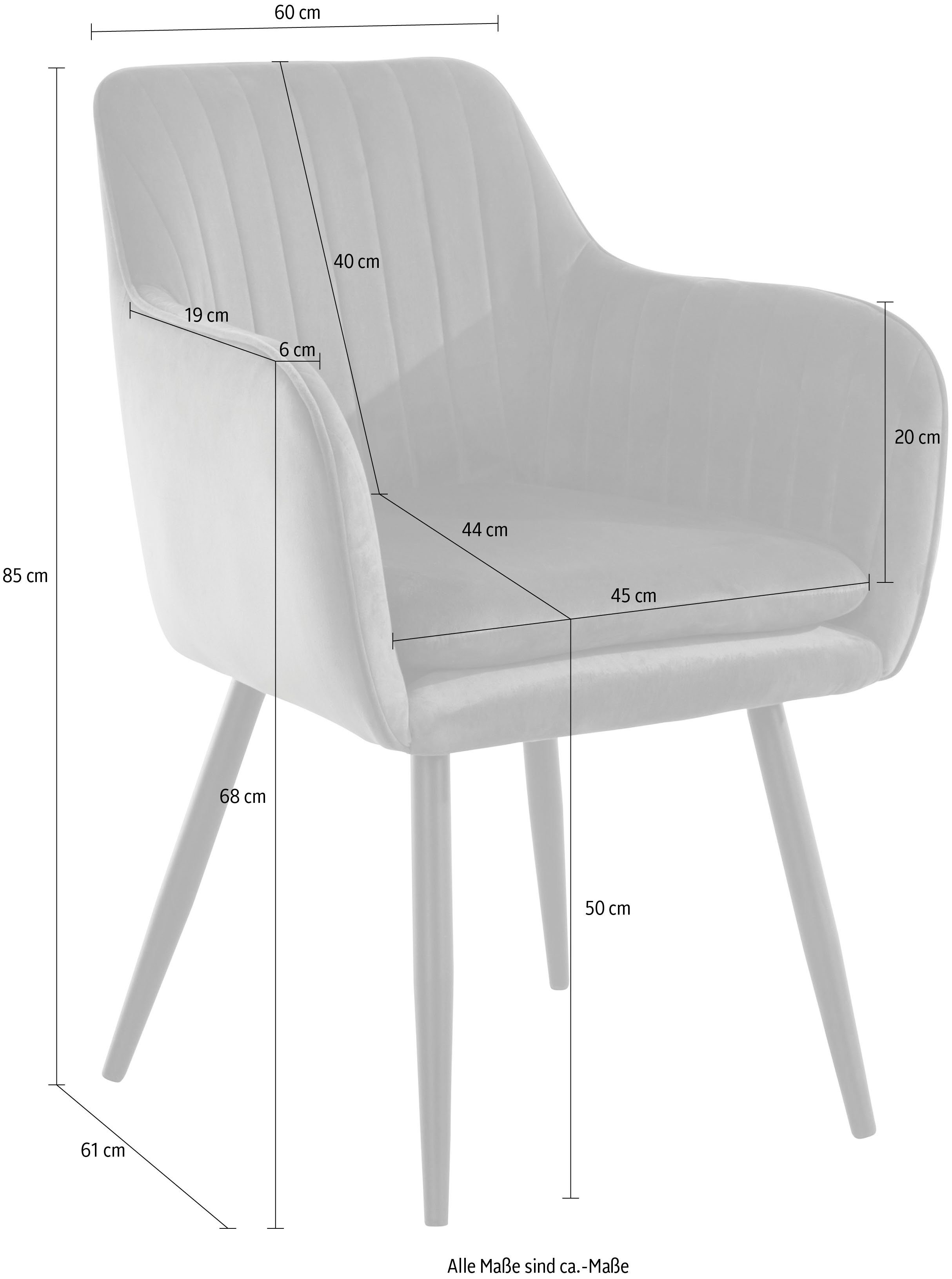 Home affaire 4-Fußstuhl Bibi (2 St), Bezug in Veloursstoff oder Microfaser, maximale Belastbarkeit 120kg