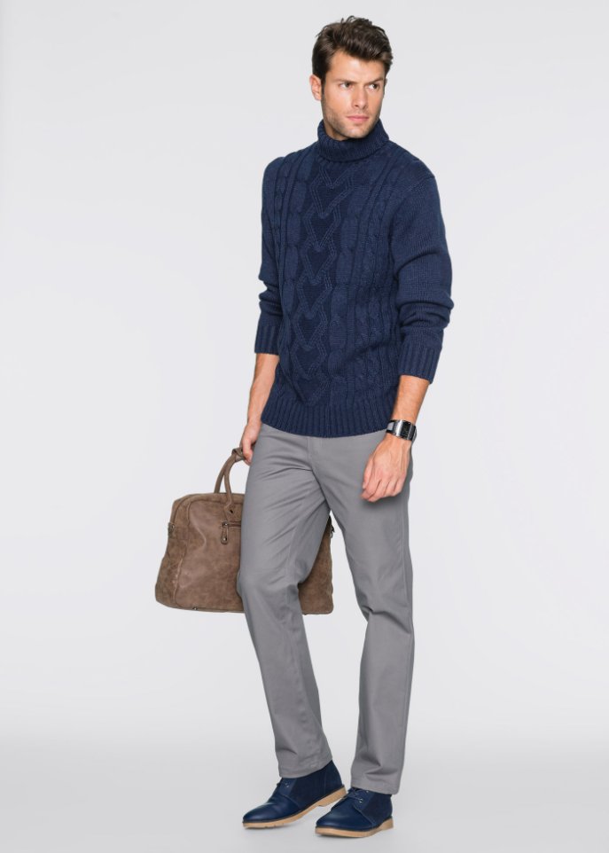 Rollkragenpullover mit Zopfmuster
