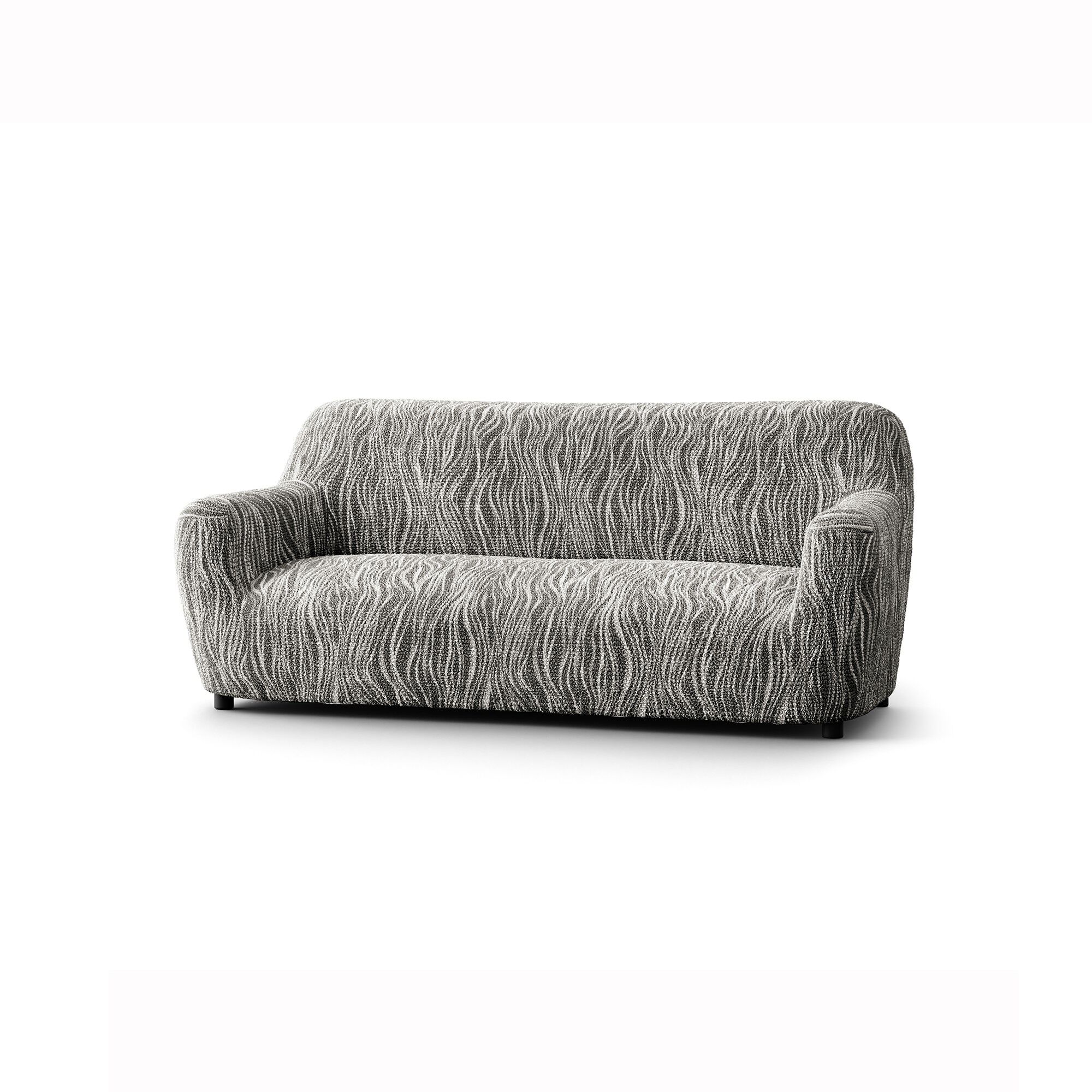 Housse bi-extensible microfibre imprimé vagues pour fauteuil et canapé