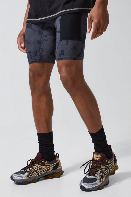Active Leggings-Shorts mit Acid-Waschung