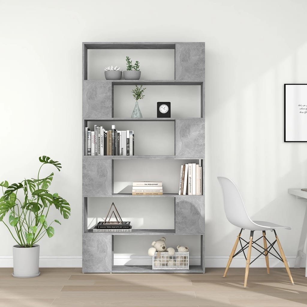 vidaXL Bücherregal Bücherregal Raumteiler Betongrau 100x24x188 cm, 1-tlg.