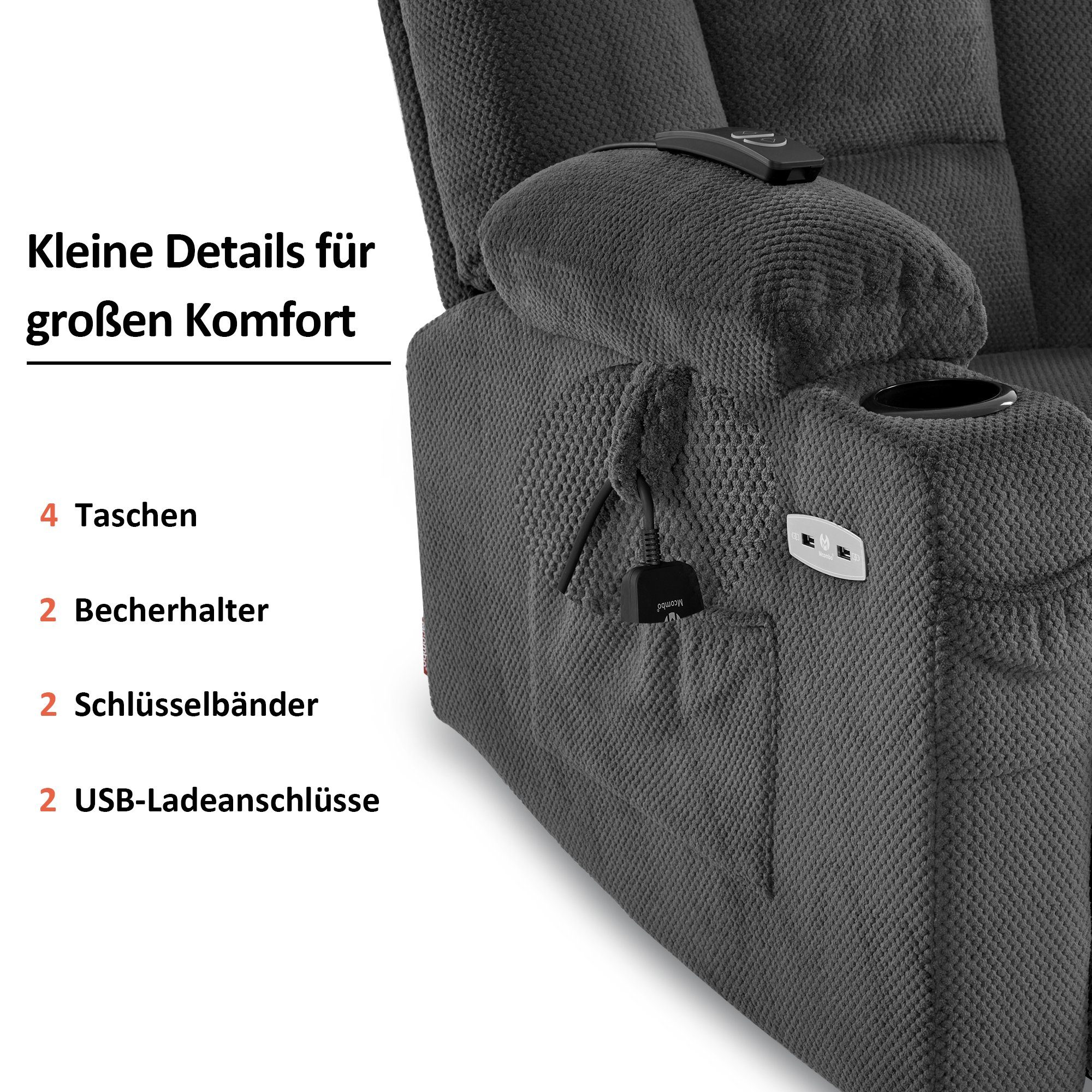 MCombo Relaxsessel M MCombo Relaxsessel mit Liegefunktion Fernsehsessel 7008
