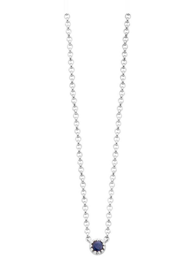 Diamond Point White gold necklace 0.05 ct blue sapphire Joy