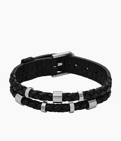 Fossil Armband Leather Essentials Leder schwarz