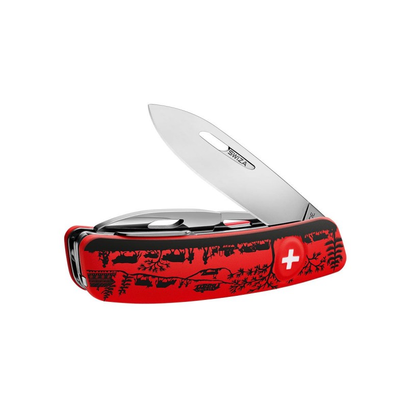 Schweizer Messer, Swiza D03 Heidiland Rot, mit 11 Mehrfarbenfunktionen, Made in Swiss.