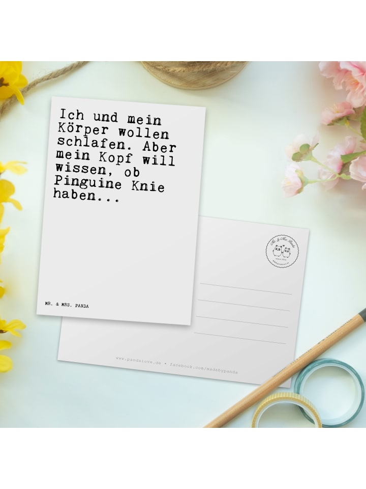 Mr. & Mrs. Panda Postkarte Ich und mein Körper... mit Spruch in Weiß günstig kaufen onesize