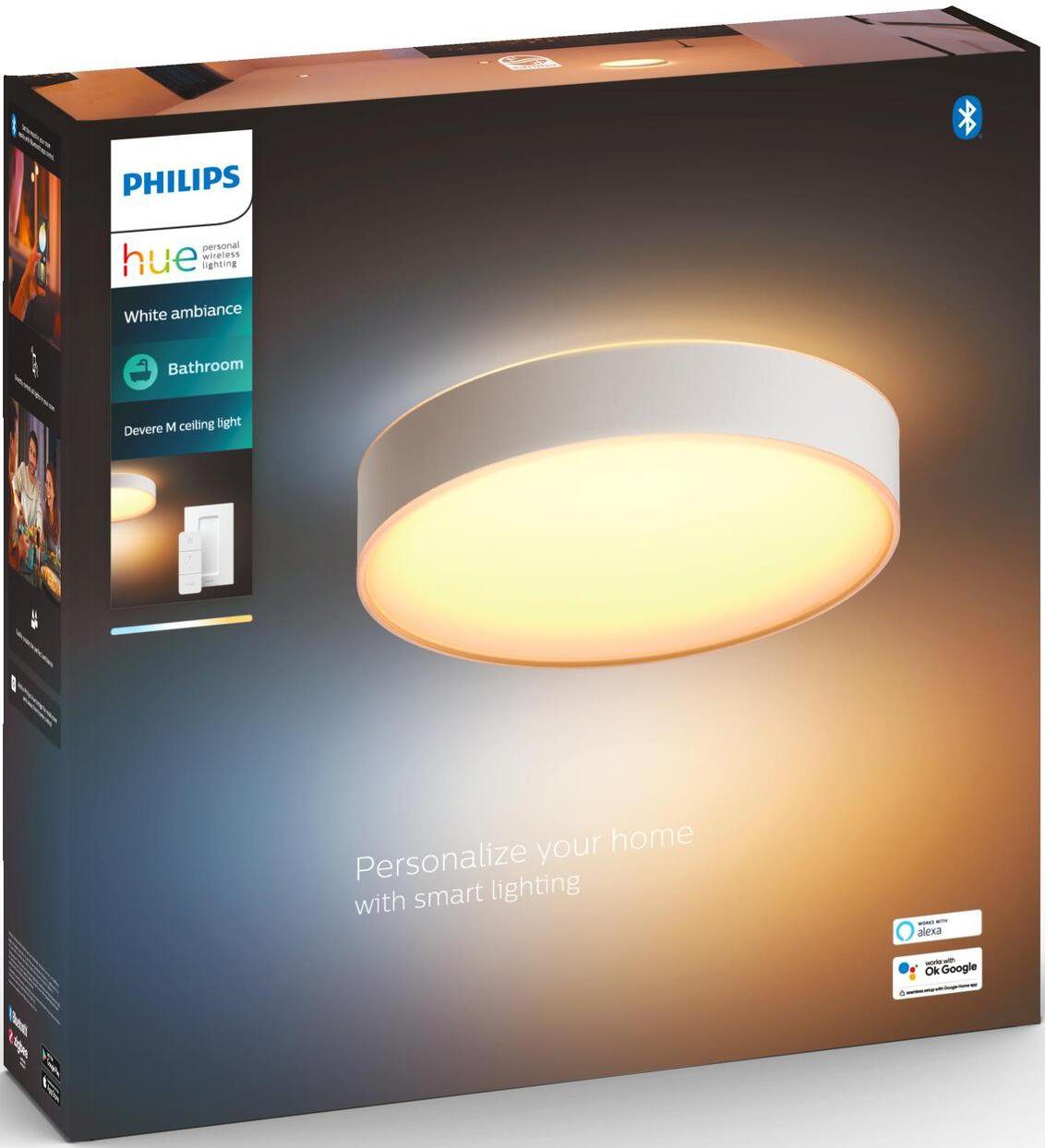 Philips Hue LED Deckenleuchte Devere, Dimmfunktion, LED fest integriert, Warmweiß
