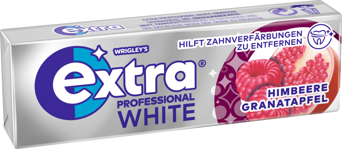Kaugummi Extra Professional White, Himbeere Granatapfel, zuckerfrei, 10 St