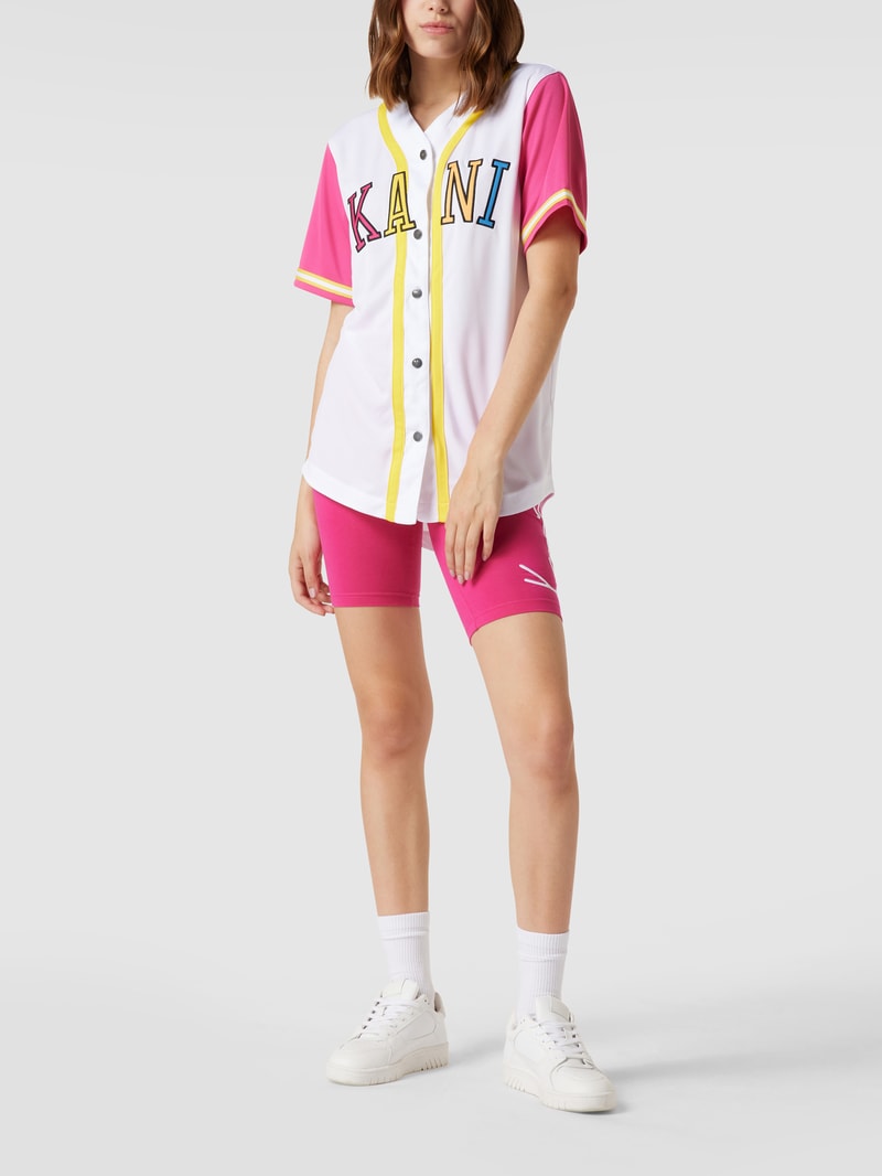 Radlerhose mit Label-Stitching in pink