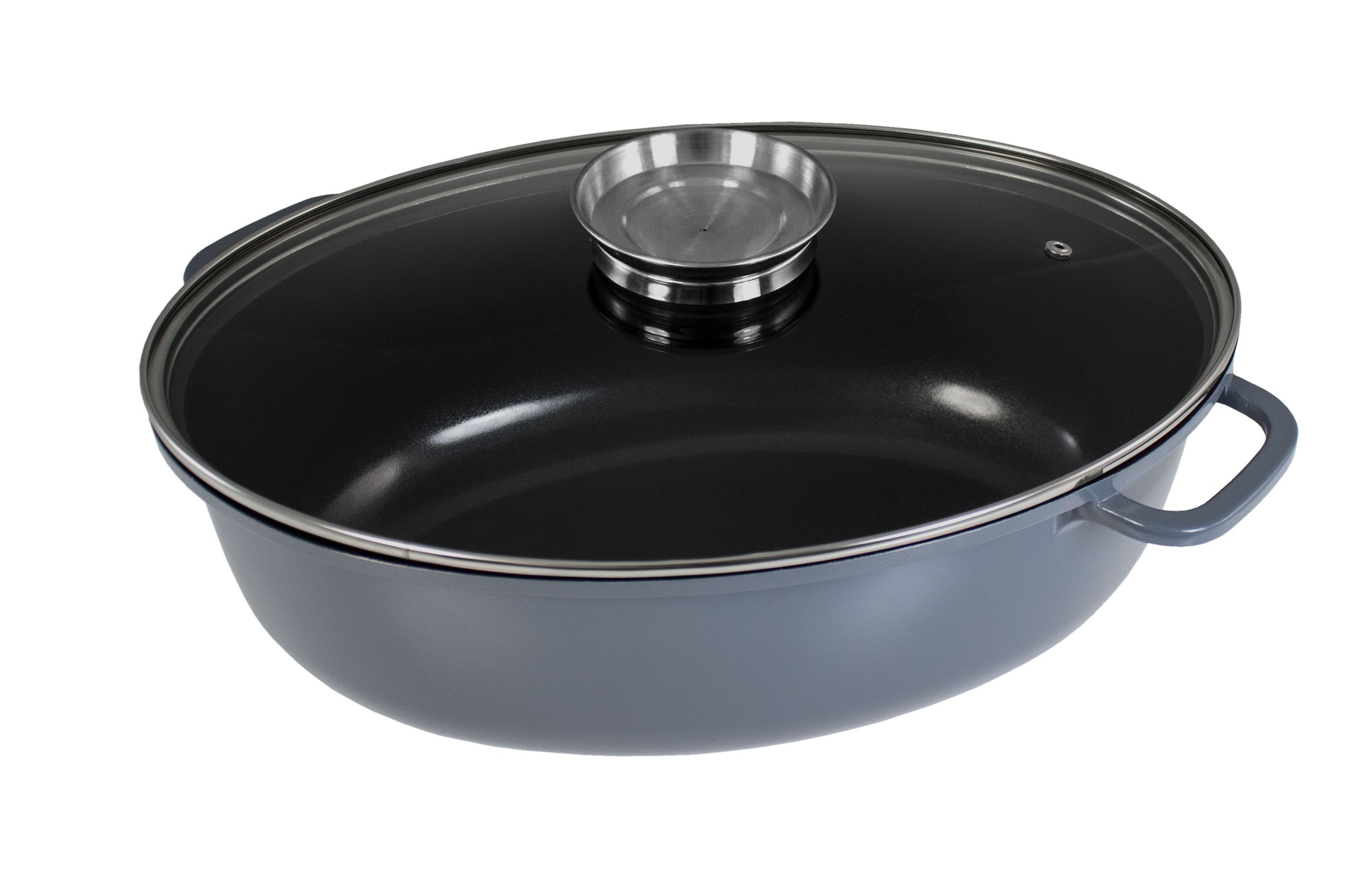 Kopf Bräter Colima, Aluminiumguss, 7,7 Liter, inkl. Glasdeckel mit Aromaknopf, Induktion