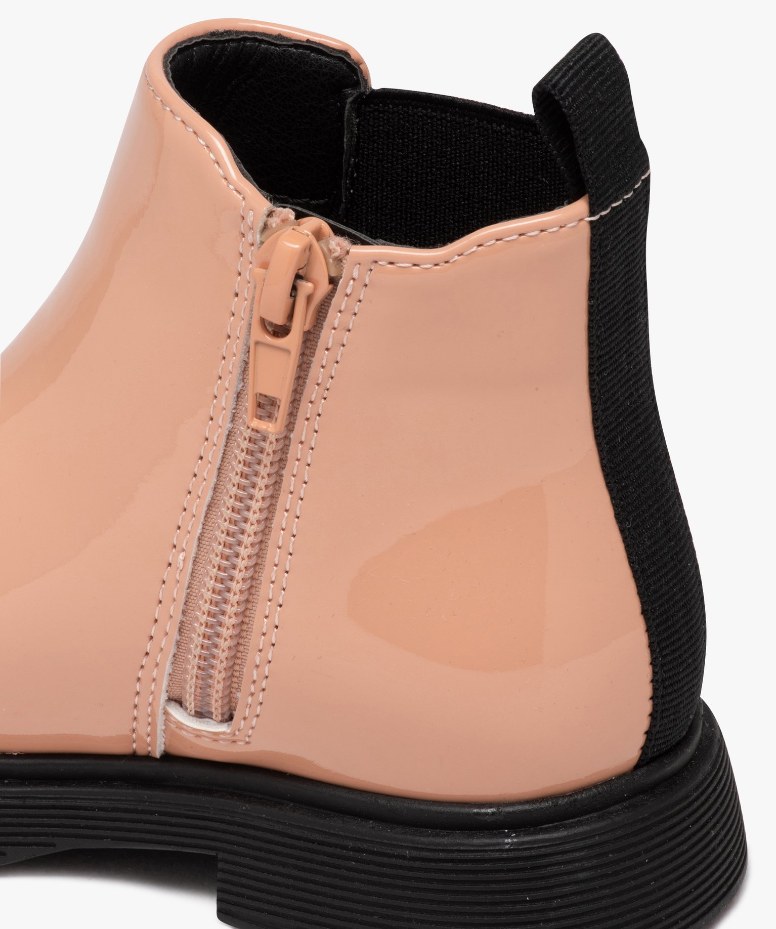 Bottes fille Chelsea vernies à zip rose | GEMO