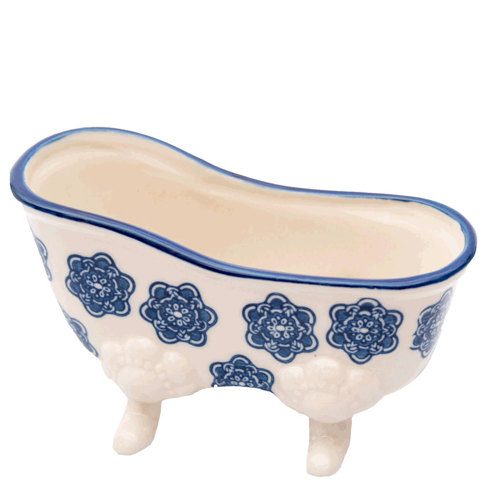 La savonnerie de nyons Porte-Savon Baignoire Pattern Bleu Porte-savon