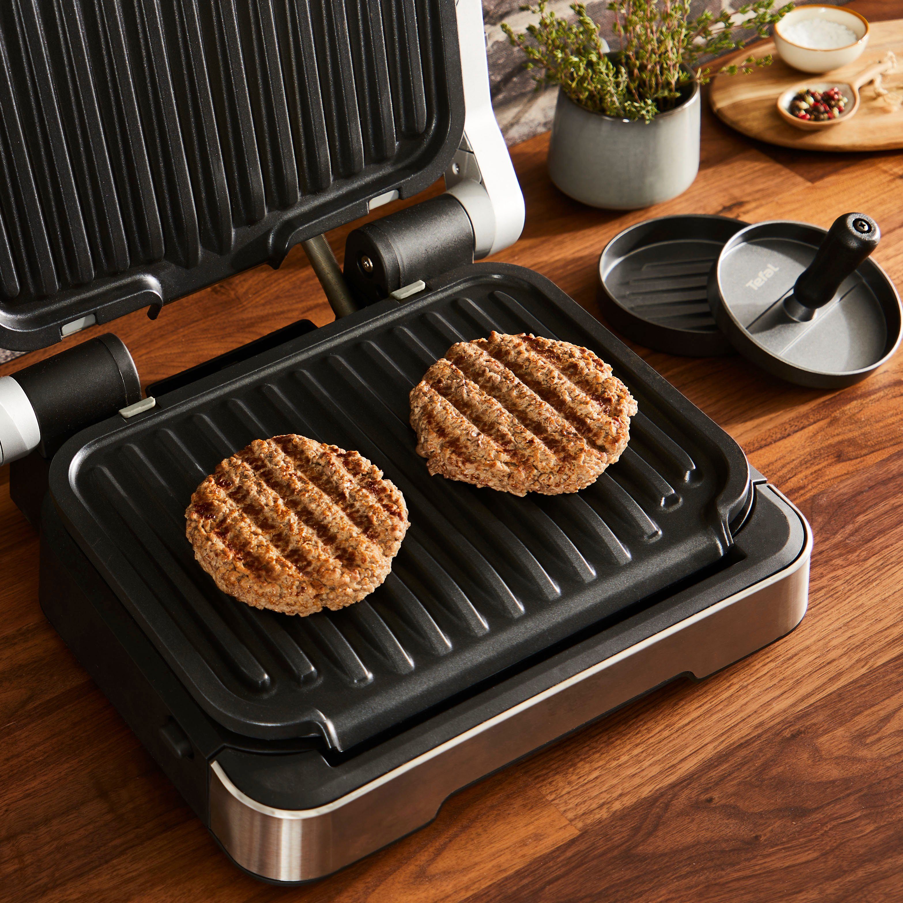 Tefal Burgerpresse K18511, Aluminiumguss, (Hamburger-Presse) für perfekte Fleisch-, Fisch- & Veggie-Burger