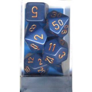 Dusty Blue with Copper 7-Würfel Set (undurchsichtig)