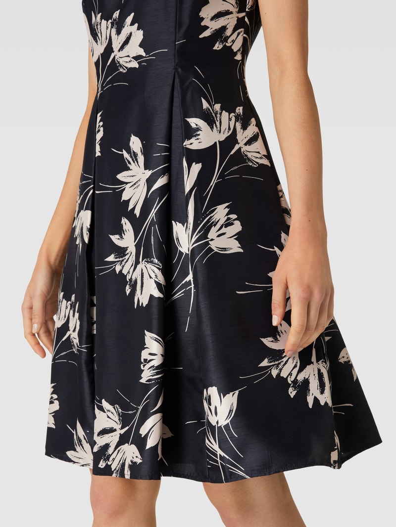Cocktailkleid mit Allover-Muster in marineblau meliert