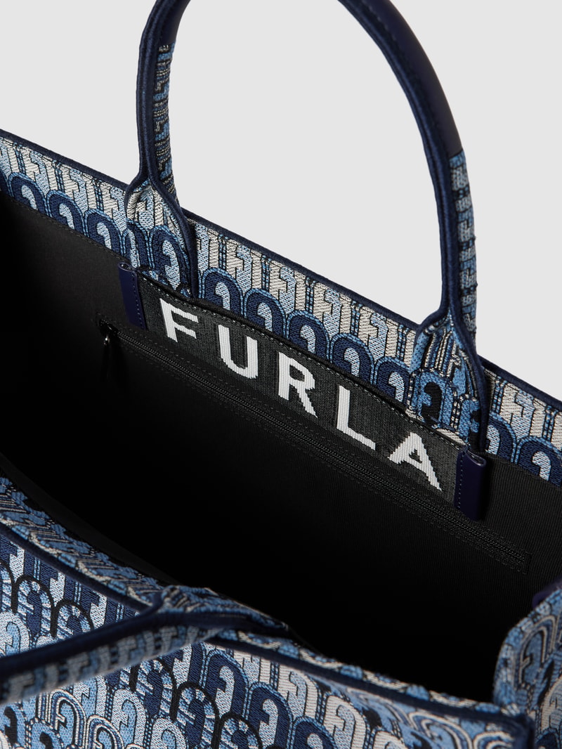 Tote Bag mit Allover-Muster in blau