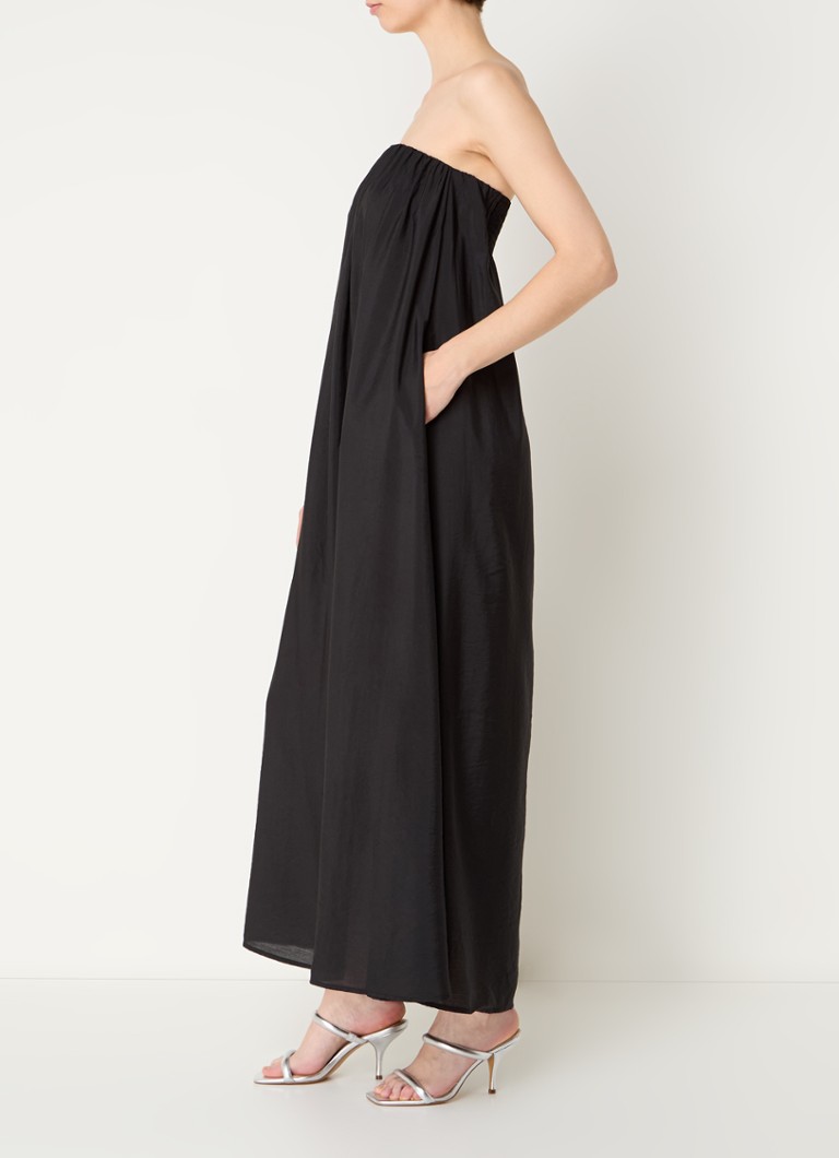 Abito midi senza spalline Callum di Co'Couture con arricciature